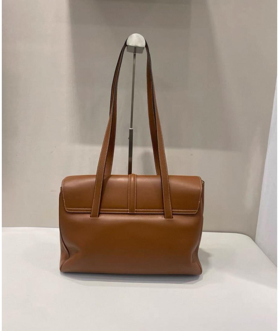 CELINE Коричневая кожаная сумка через плечо, фото 3