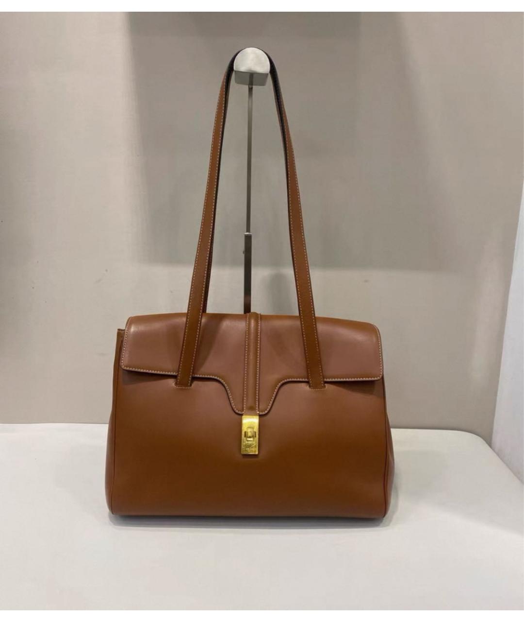 CELINE Коричневая кожаная сумка через плечо, фото 2