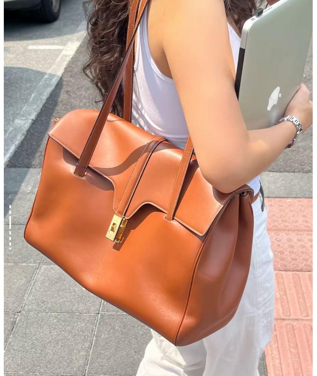 CELINE Коричневая кожаная сумка через плечо, фото 6