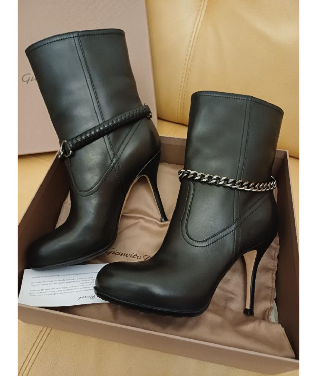 GIANVITO ROSSI Черные кожаные ботильоны, фото 4