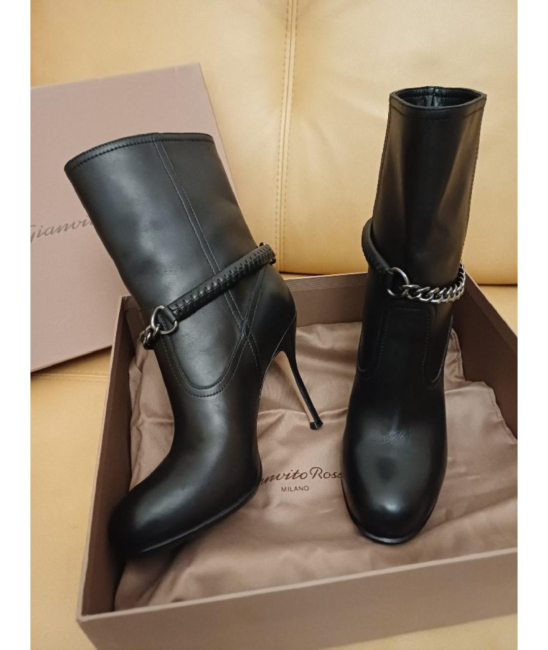 GIANVITO ROSSI Черные кожаные ботильоны, фото 5