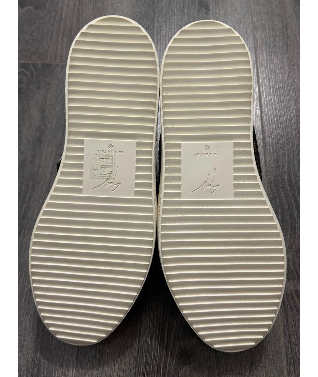 GIUSEPPE ZANOTTI DESIGN Коричневые кожаные низкие кроссовки / кеды, фото 7