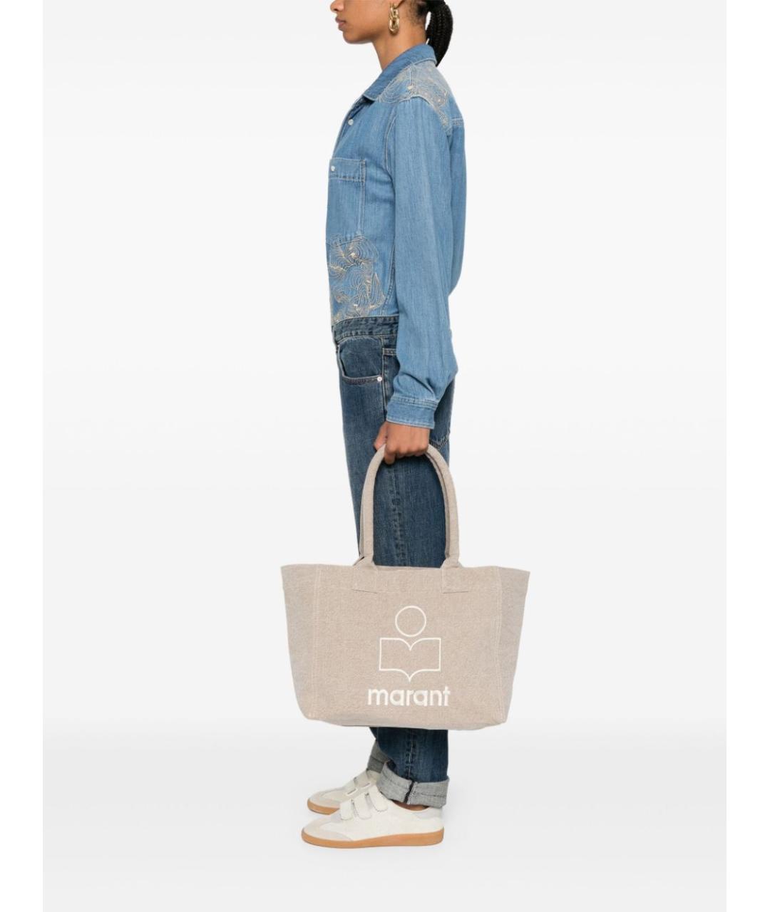 ISABEL MARANT Бежевая хлопковая сумка тоут, фото 3