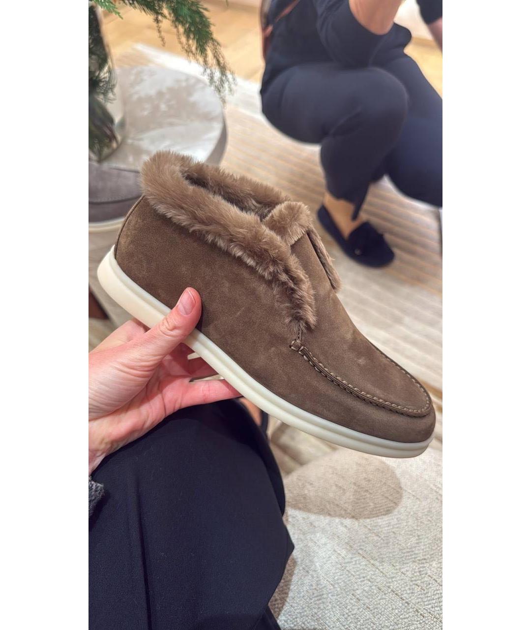 LORO PIANA Коричневые замшевые лоферы, фото 3