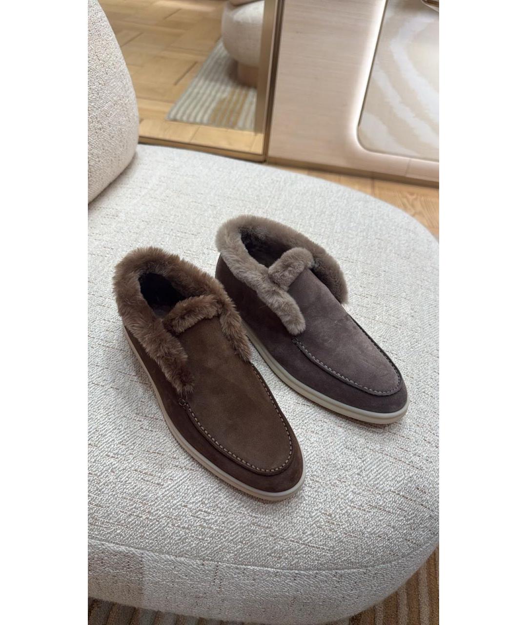 LORO PIANA Коричневые замшевые лоферы, фото 2
