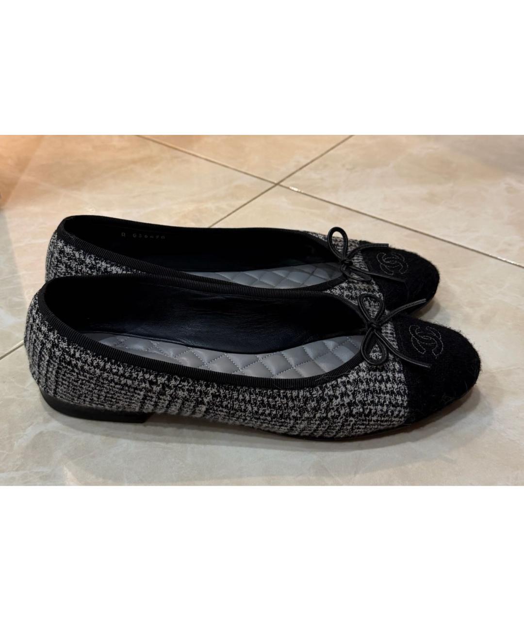 CHANEL Серые текстильные балетки, фото 9