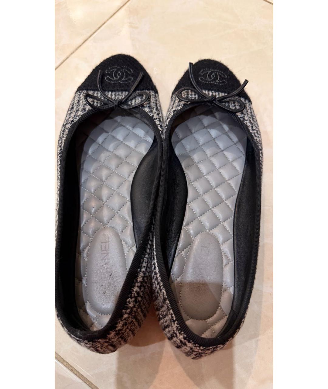 CHANEL Серые текстильные балетки, фото 3