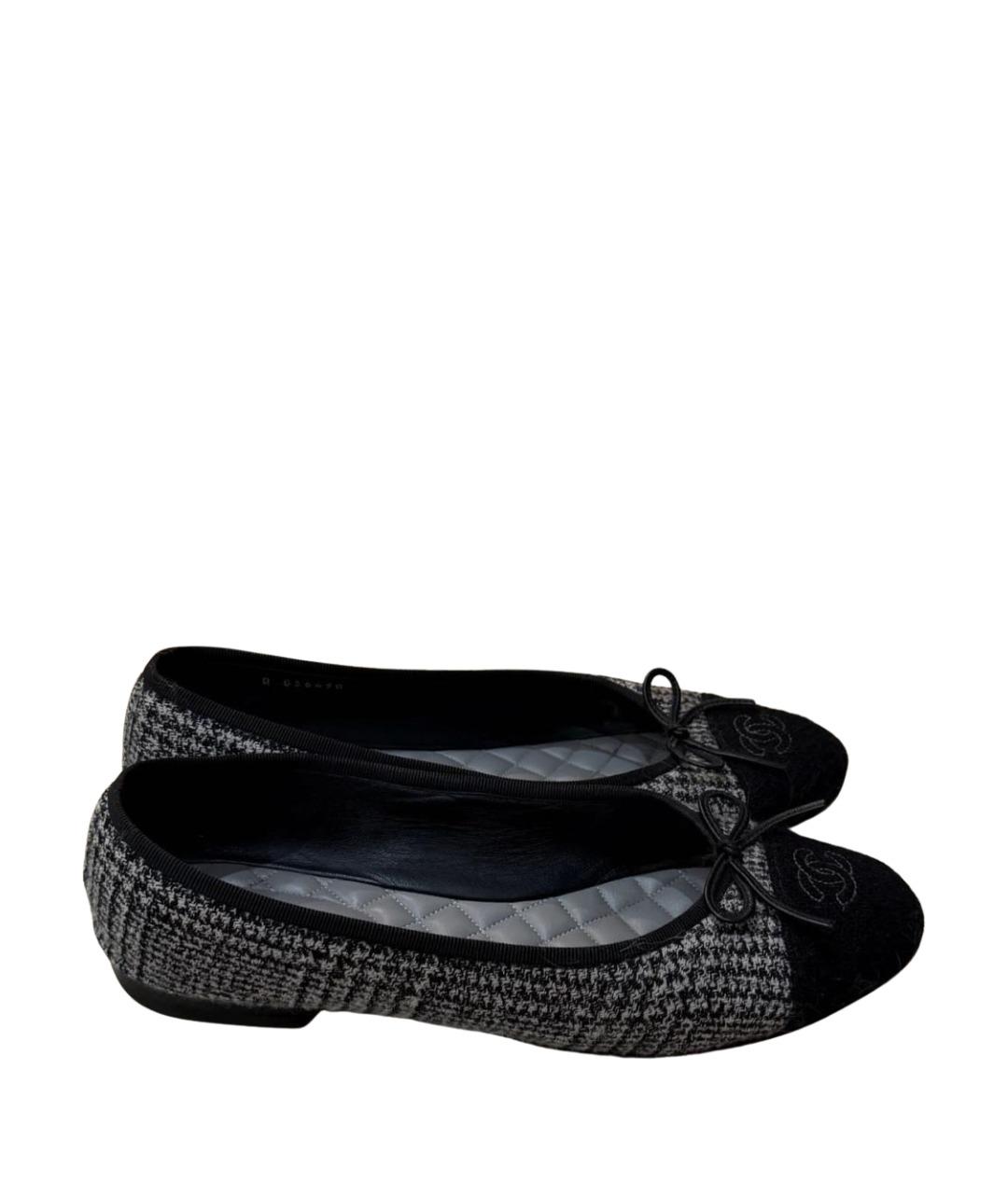 CHANEL Серые текстильные балетки, фото 1