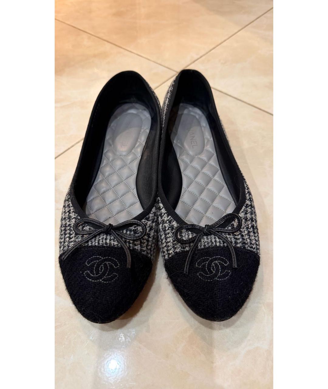 CHANEL Серые текстильные балетки, фото 2
