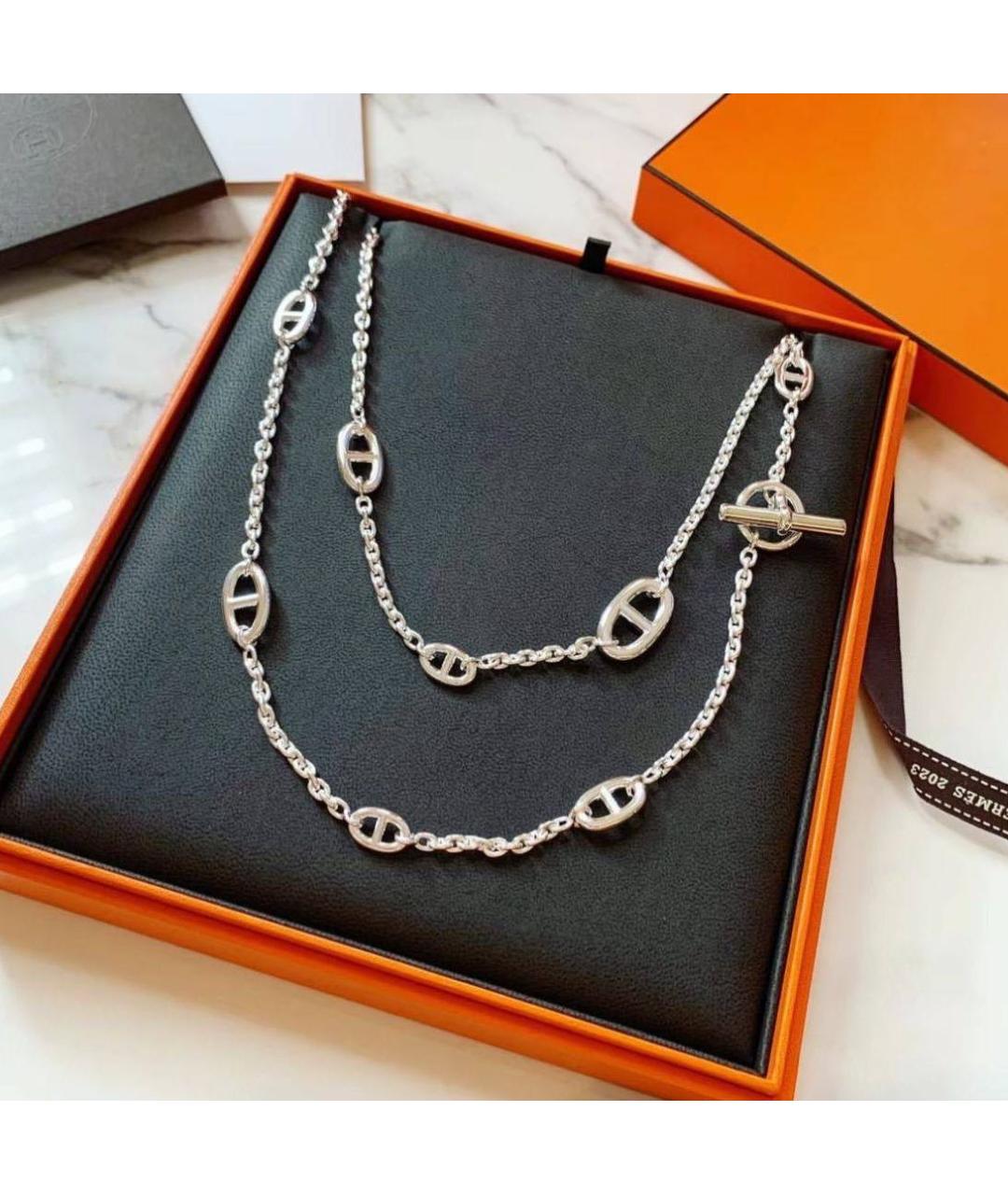 HERMES Серебряное серебряное колье, фото 2