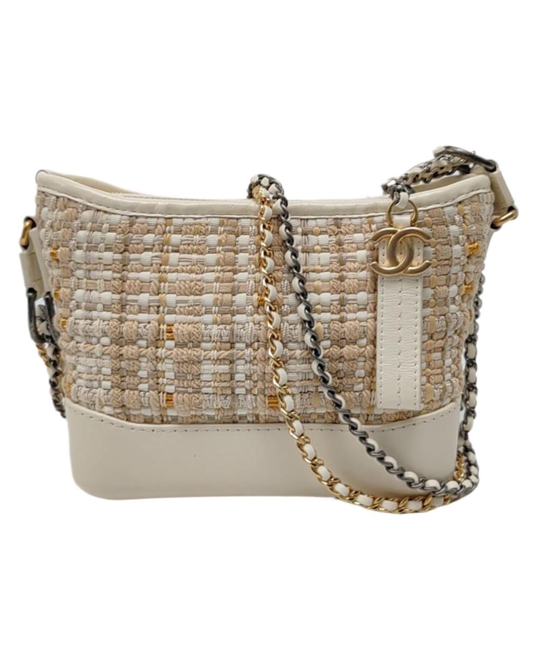 CHANEL Бежевая твидовая сумка через плечо, фото 1