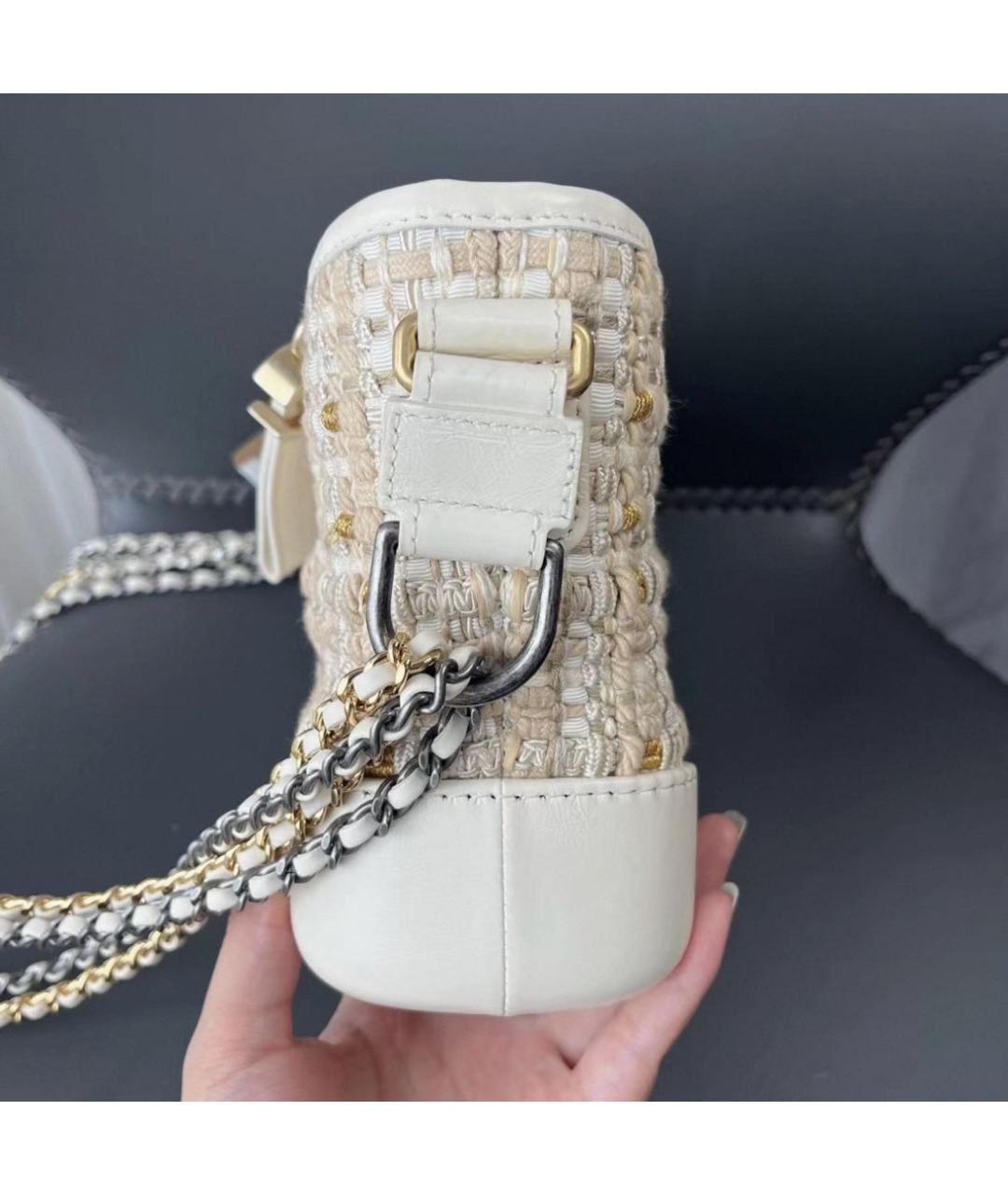 CHANEL Бежевая твидовая сумка через плечо, фото 4