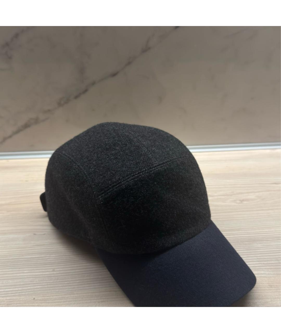 HERMES Антрацитовая шерстяная кепка/бейсболка, фото 2