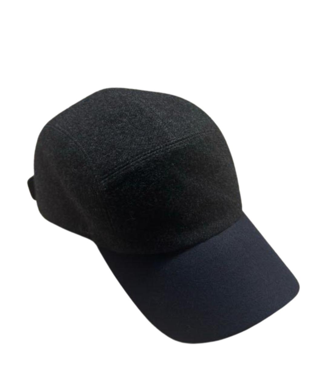 HERMES Антрацитовая шерстяная кепка/бейсболка, фото 1