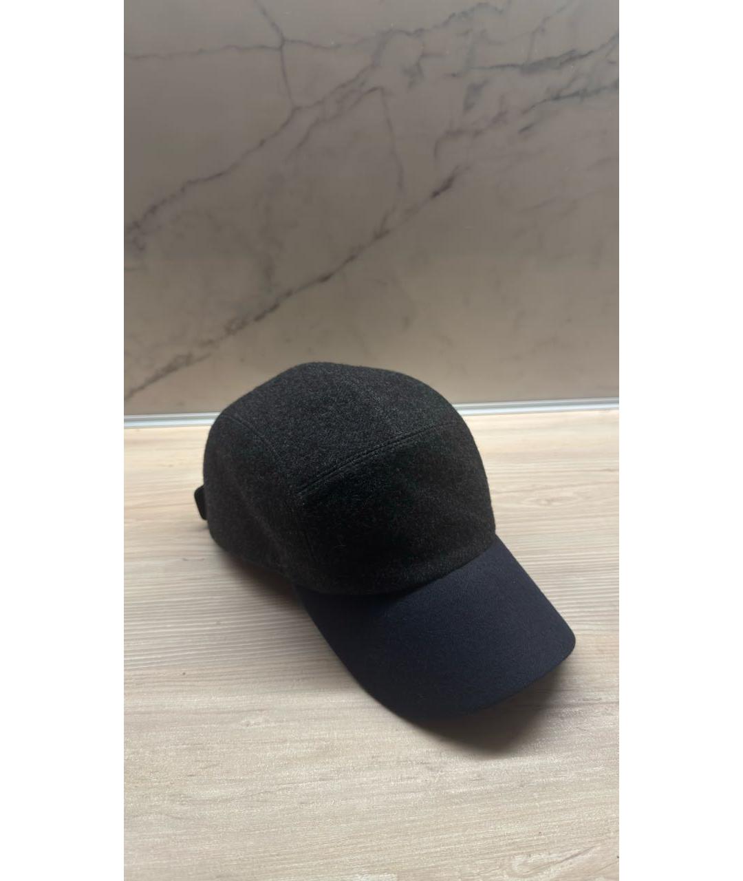 HERMES Антрацитовая шерстяная кепка/бейсболка, фото 3