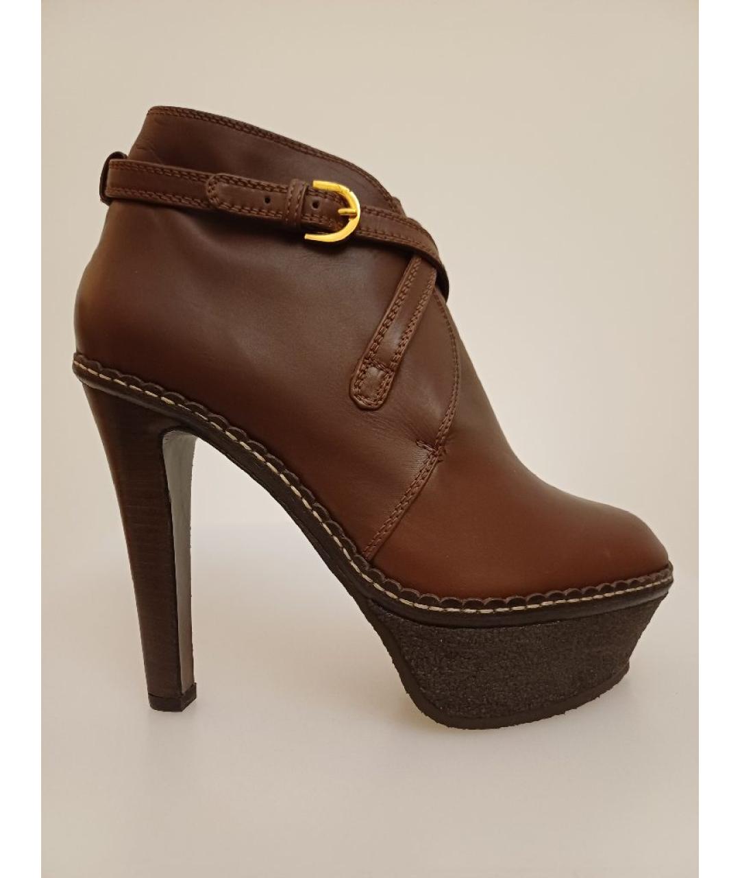 SERGIO ROSSI Коричневые кожаные ботильоны, фото 10