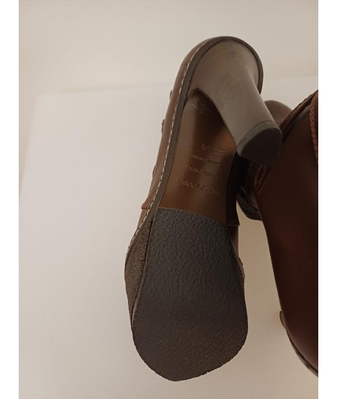 SERGIO ROSSI Коричневые кожаные ботильоны, фото 9