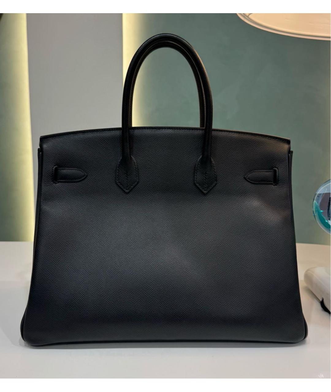 HERMES Черная кожаная сумка с короткими ручками, фото 3