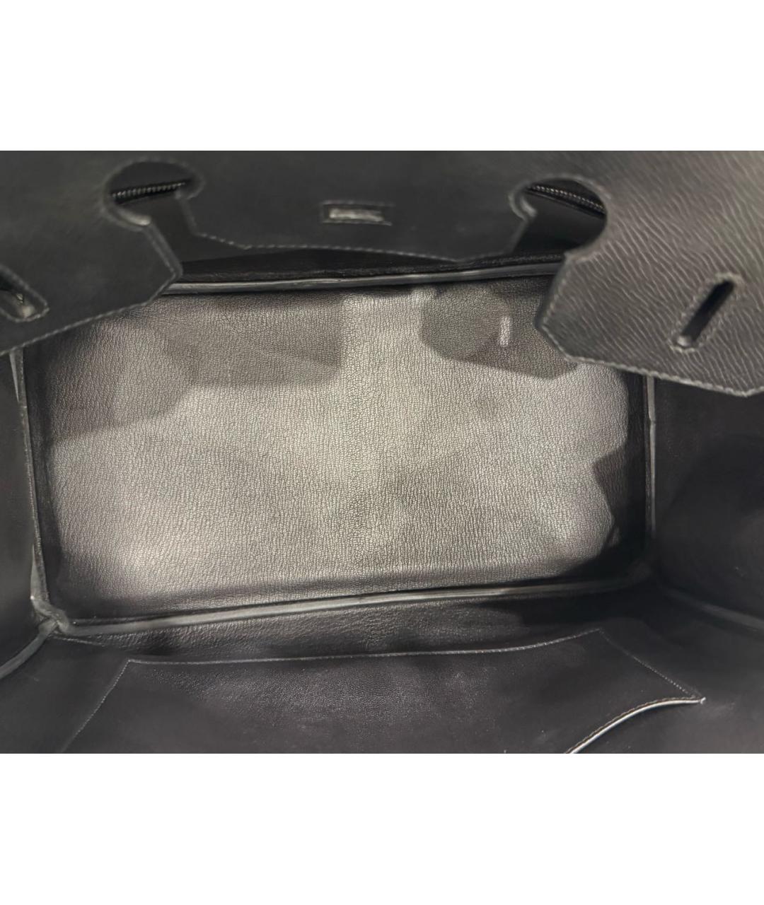 HERMES Черная кожаная сумка с короткими ручками, фото 6