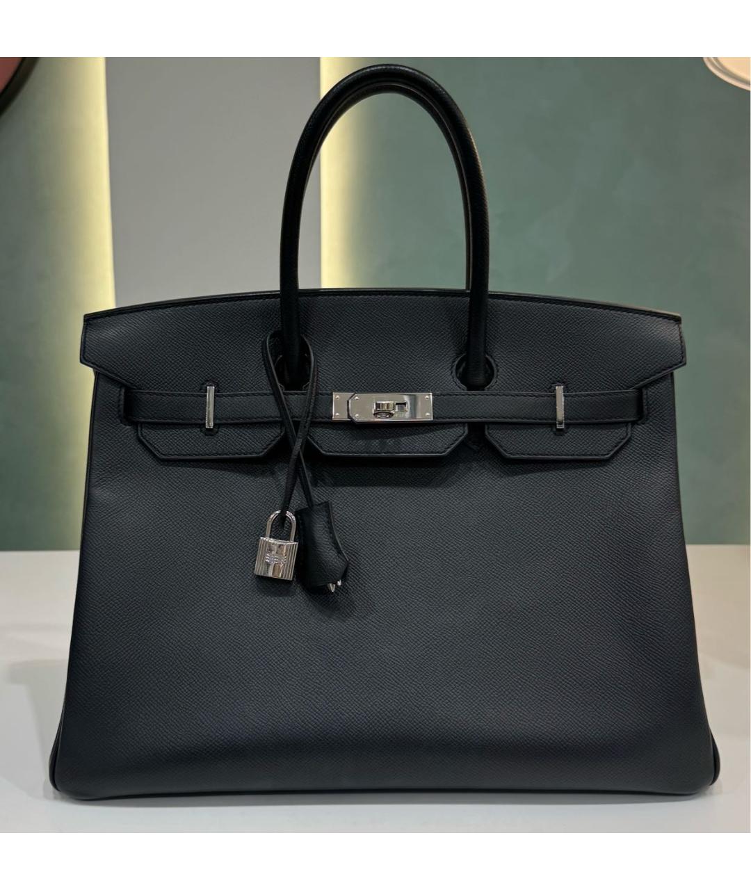 HERMES Черная кожаная сумка с короткими ручками, фото 9