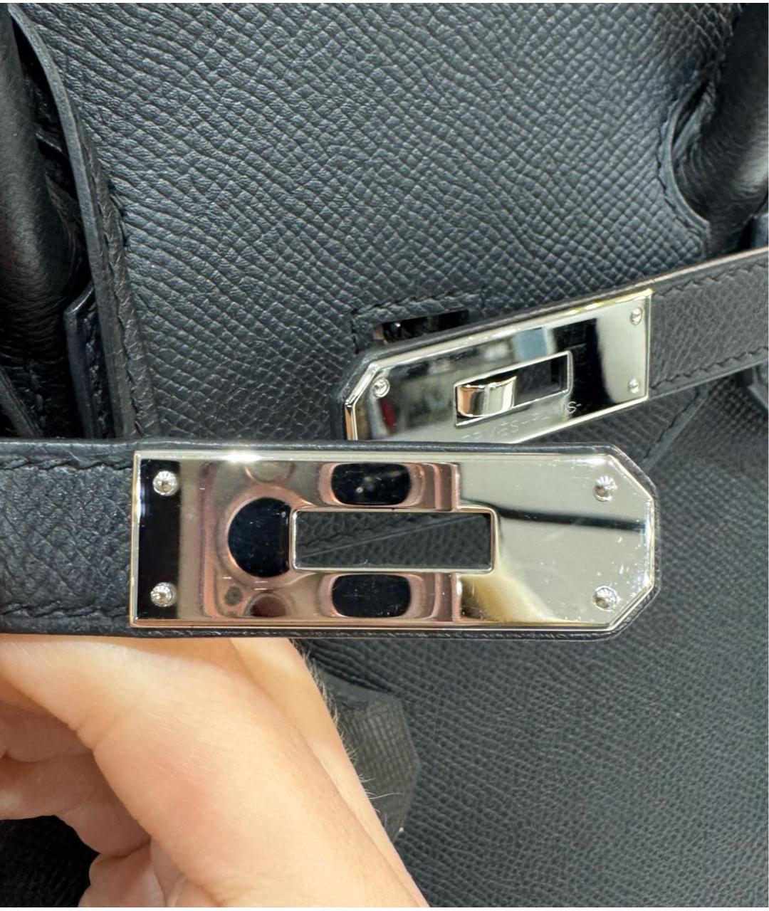 HERMES Черная кожаная сумка с короткими ручками, фото 4