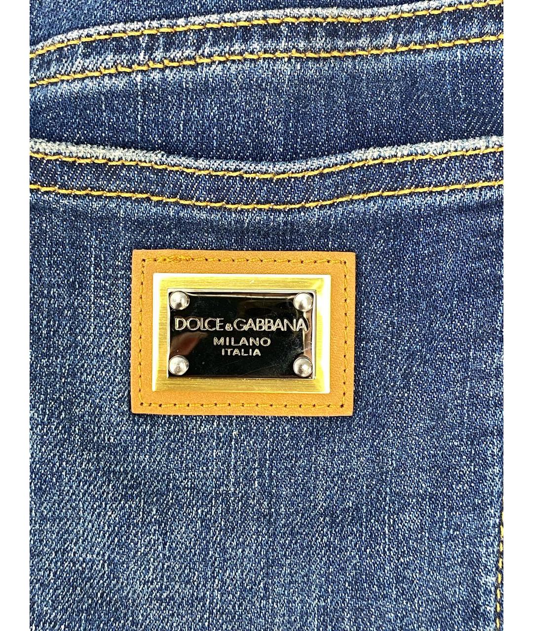 DOLCE&GABBANA Синяя хлопко-эластановая юбка мини, фото 5