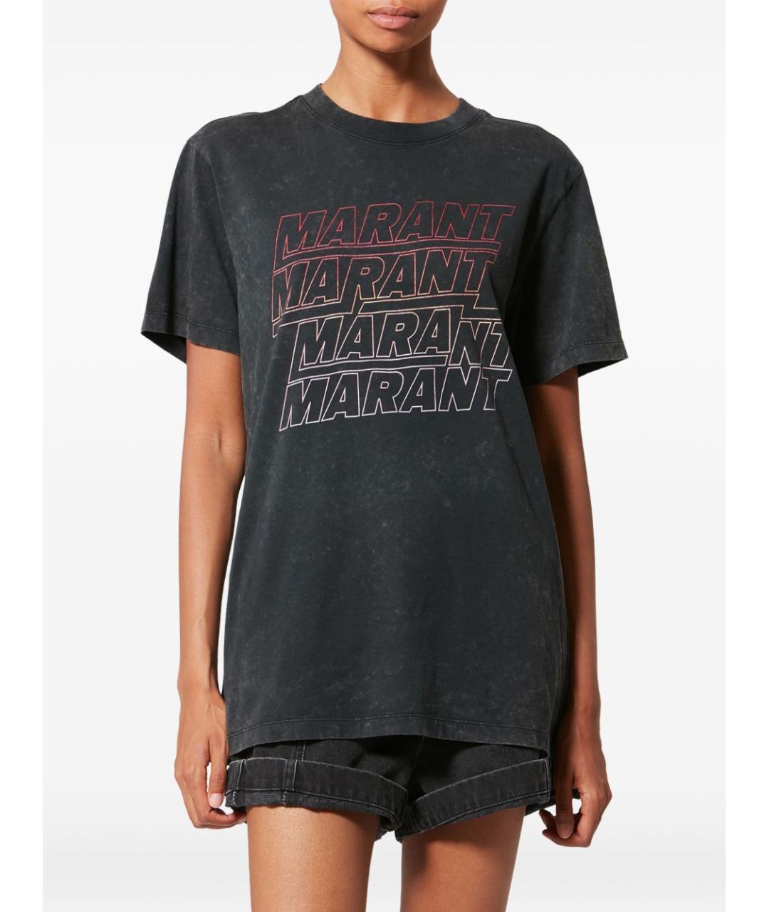 ISABEL MARANT ETOILE Черная хлопковая футболка, фото 3