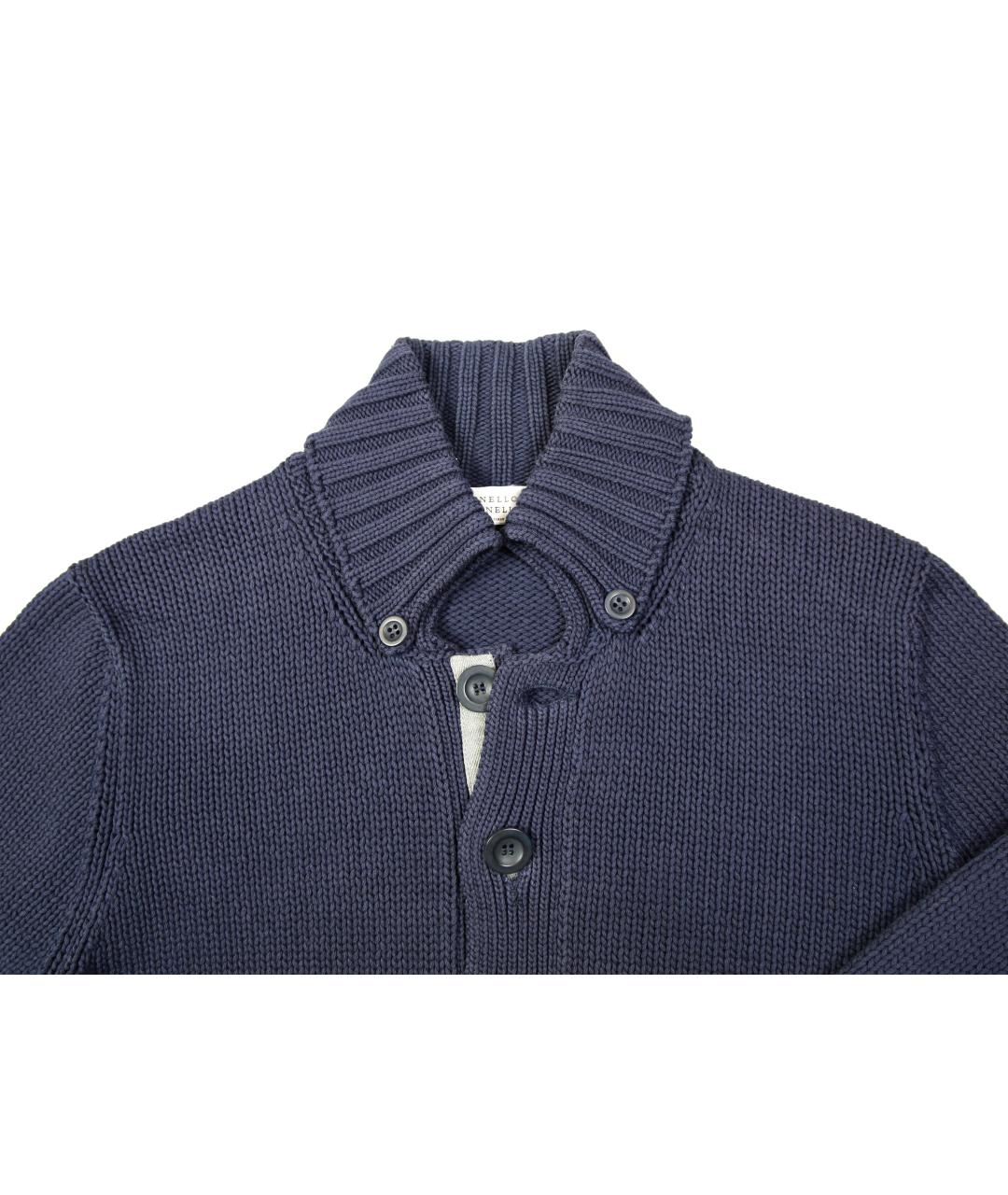 BRUNELLO CUCINELLI Темно-синий хлопковый кардиган, фото 5