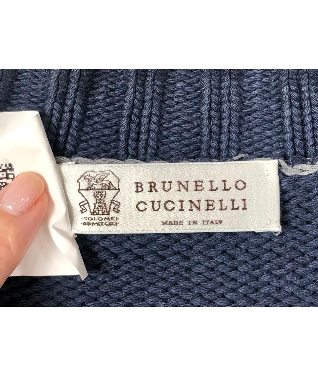 BRUNELLO CUCINELLI Темно-синий хлопковый кардиган, фото 7