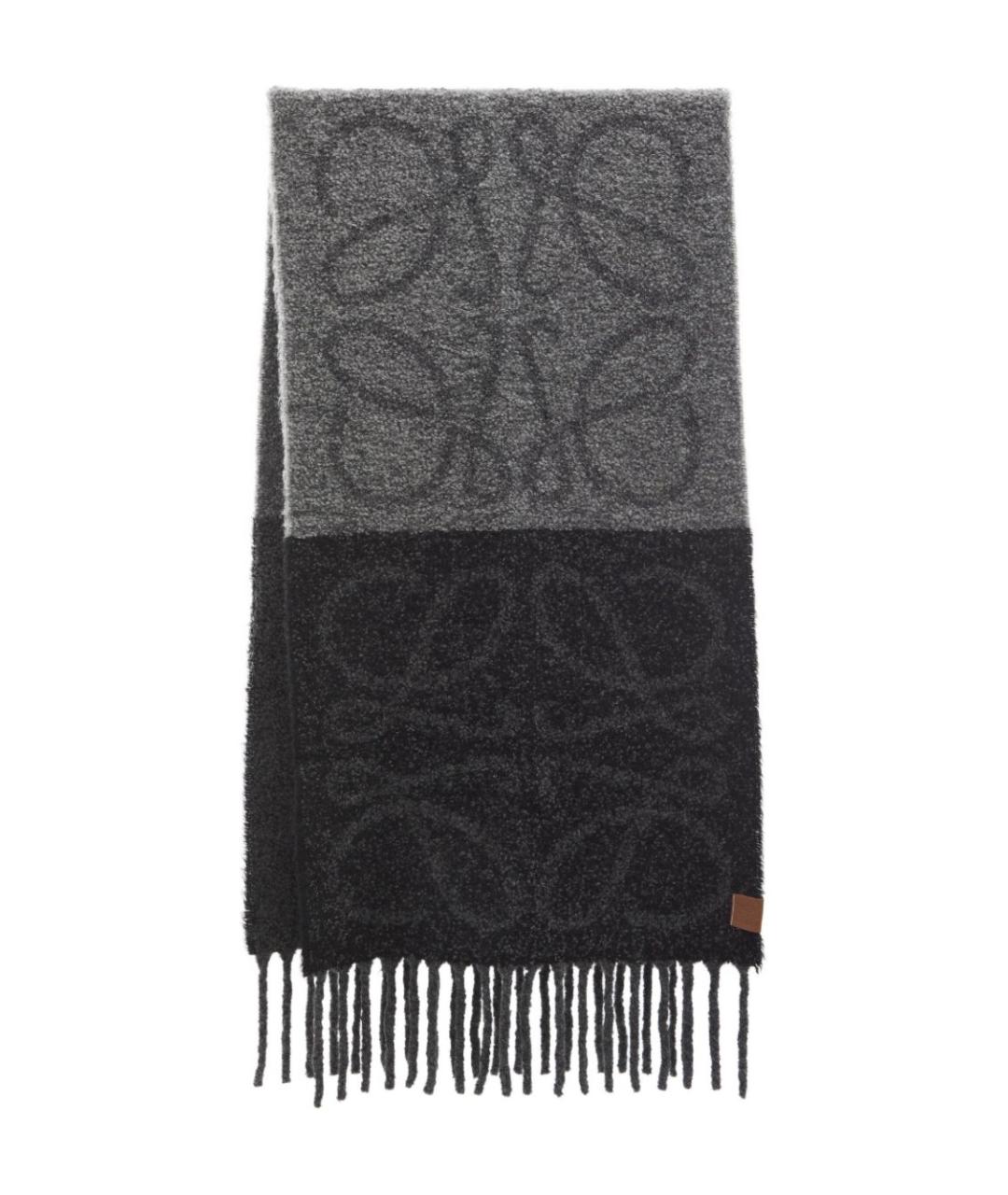 LOEWE Серый шерстяной шарф, фото 1