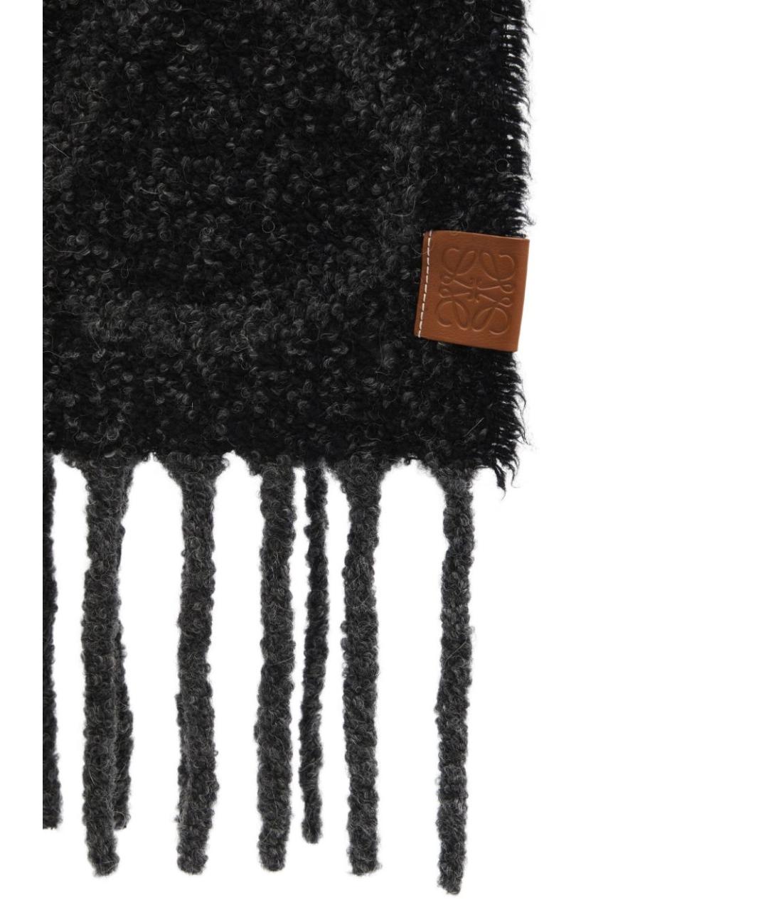 LOEWE Серый шерстяной шарф, фото 2