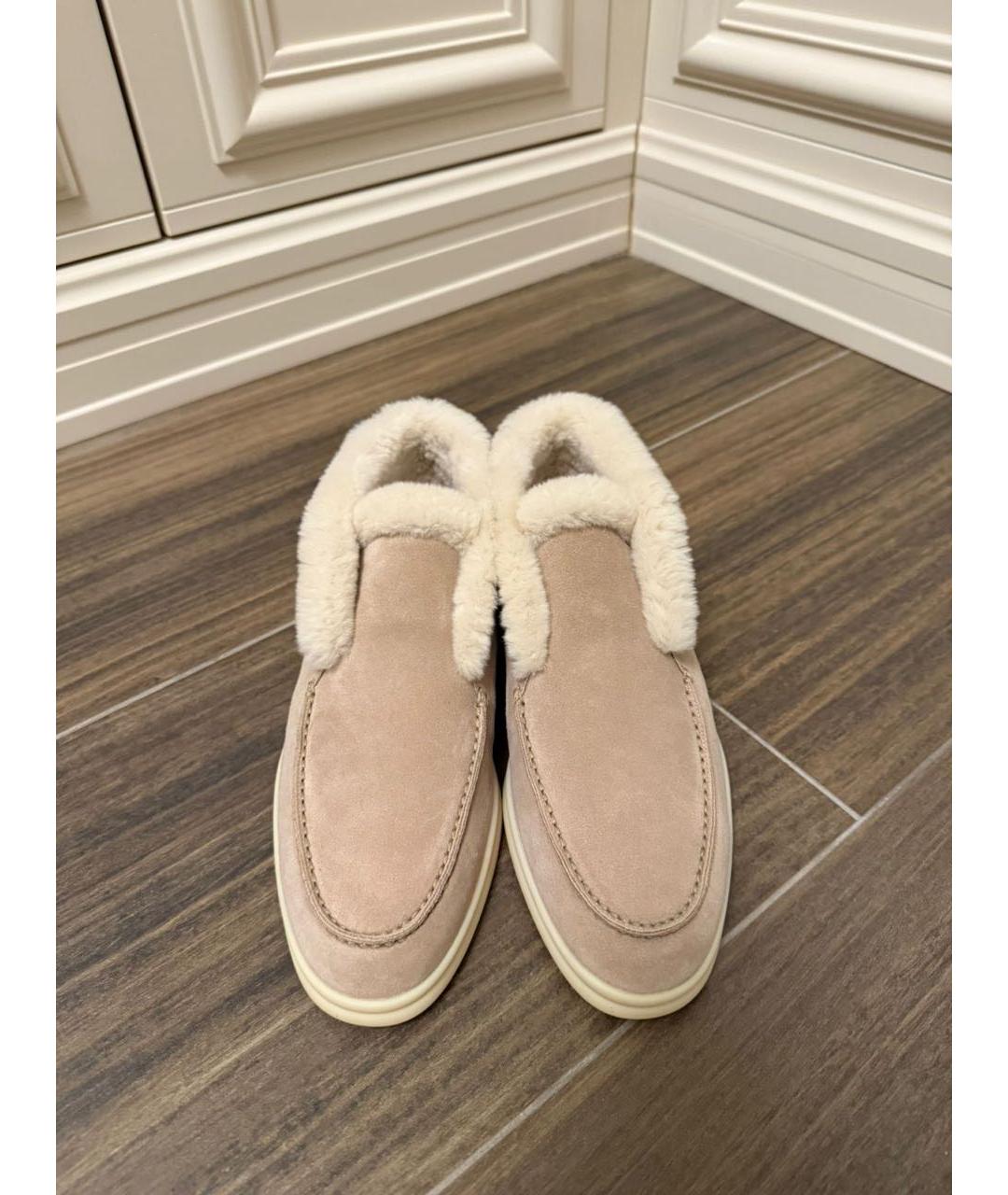 LORO PIANA Бежевые замшевые лоферы, фото 3