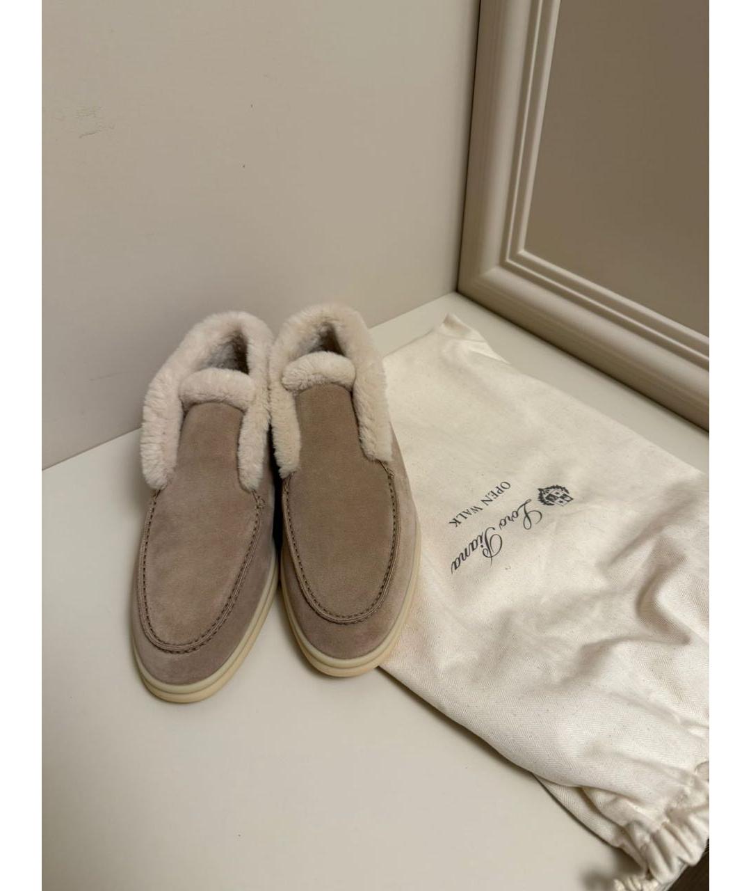 LORO PIANA Бежевые замшевые лоферы, фото 2