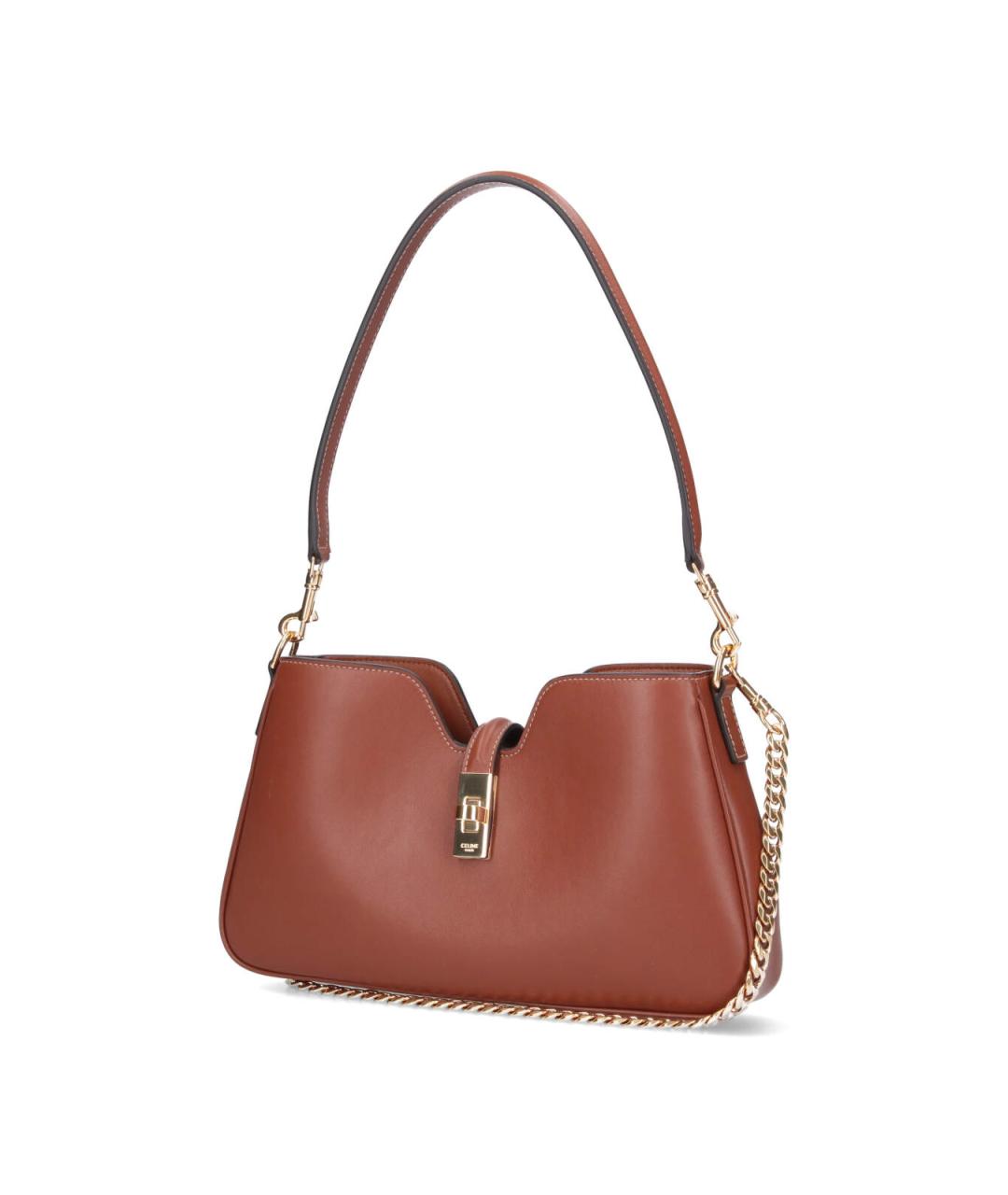 CELINE Коричневая кожаная сумка через плечо, фото 2