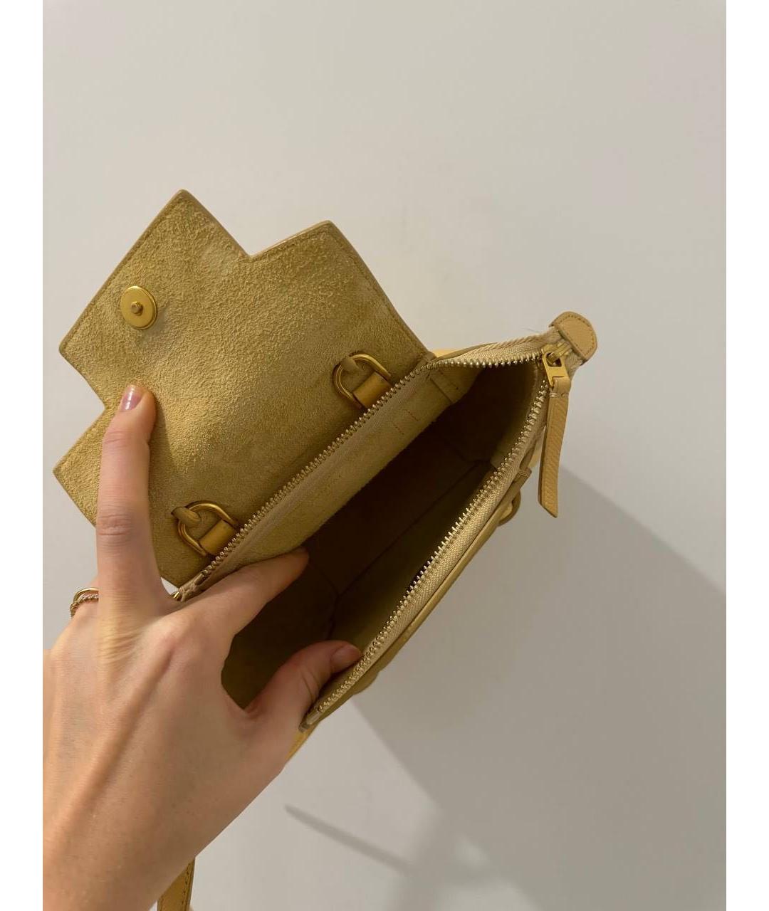 CELINE Желтая кожаная сумка с короткими ручками, фото 3