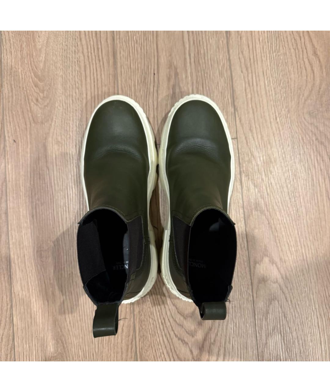 MONCLER Зеленые кожаные высокие ботинки, фото 3