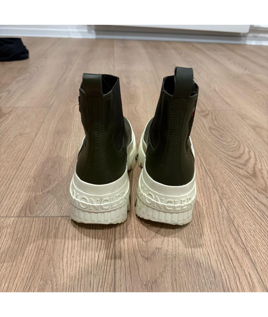 MONCLER Зеленые кожаные высокие ботинки, фото 4