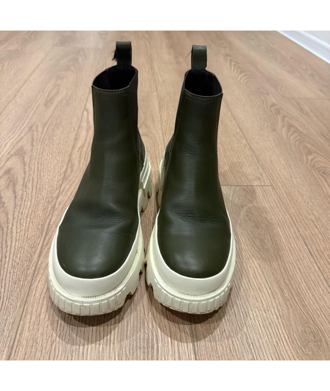 MONCLER Зеленые кожаные высокие ботинки, фото 2