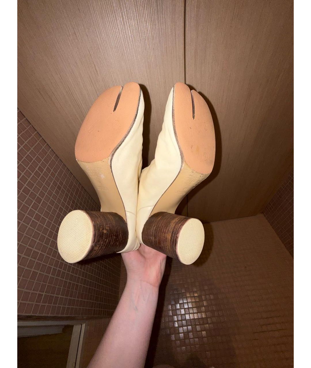 MAISON MARGIELA Бежевые кожаные ботильоны, фото 5