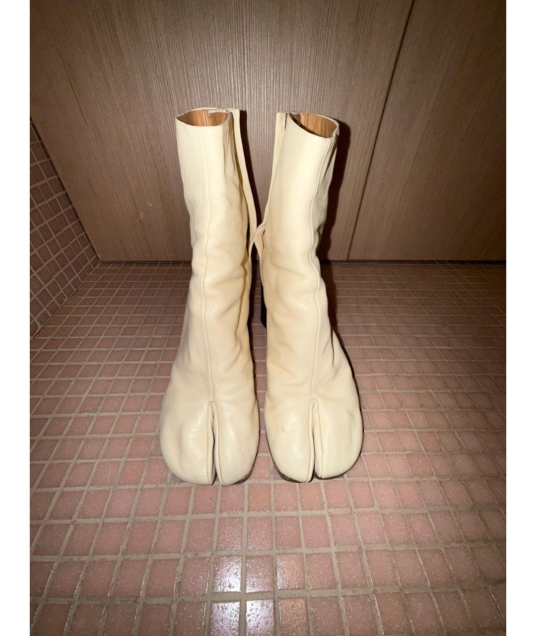 MAISON MARGIELA Бежевые кожаные ботильоны, фото 2