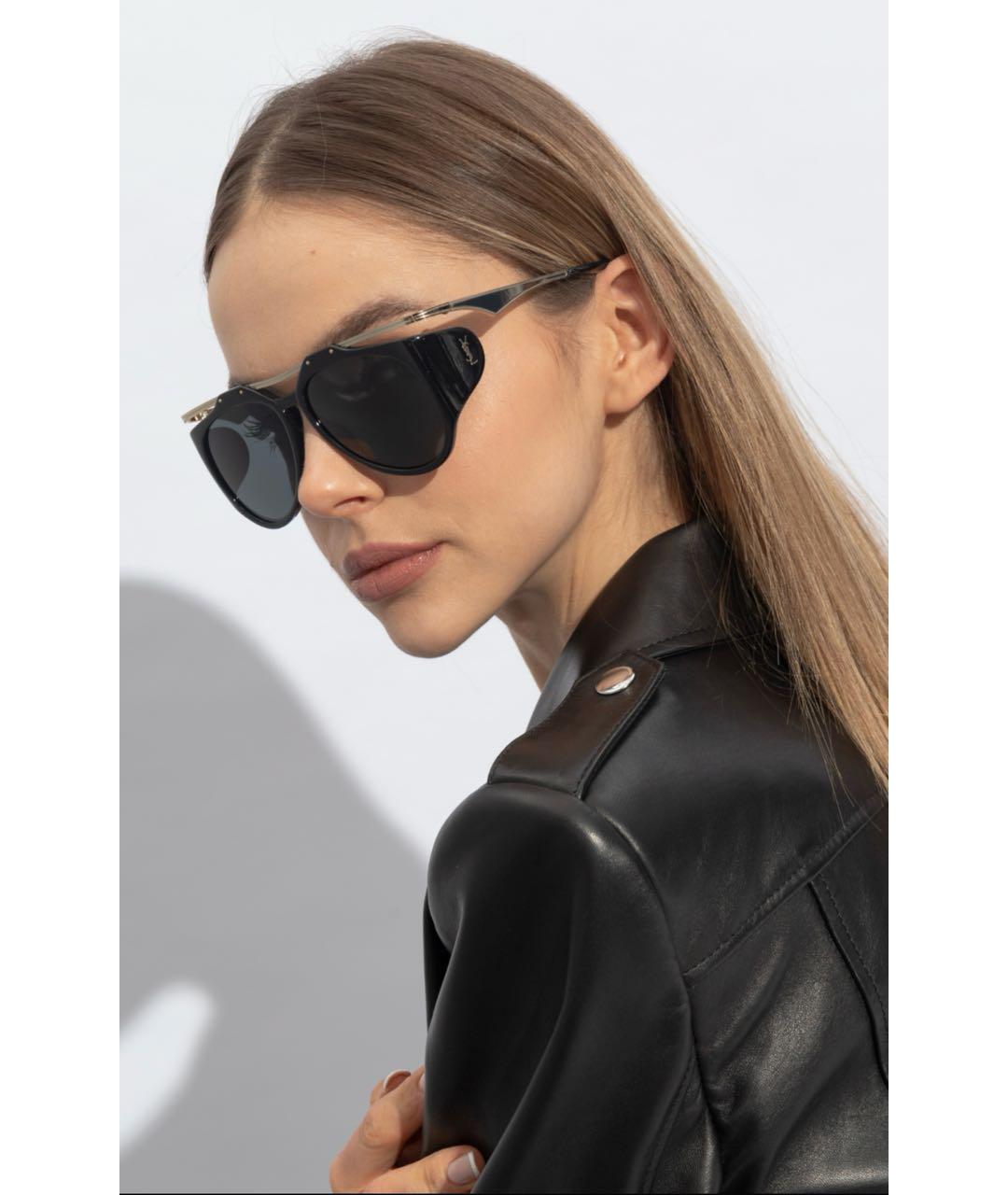 SAINT LAURENT Черные пластиковые солнцезащитные очки, фото 4