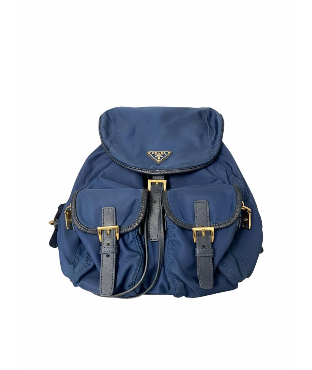 PRADA Синий кожаный рюкзак, фото 1