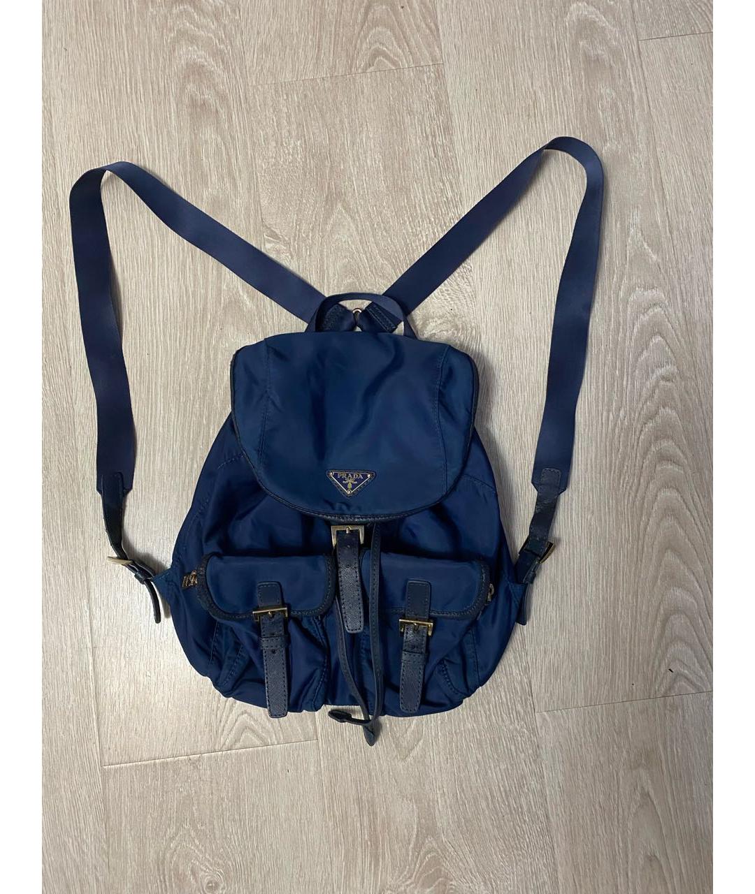 PRADA Синий кожаный рюкзак, фото 5
