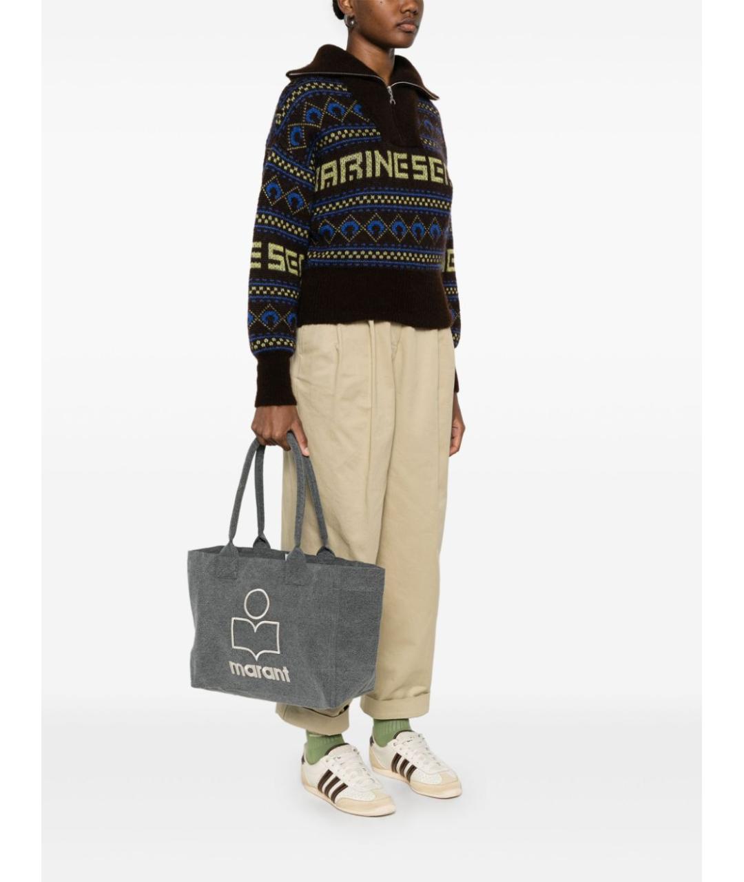 ISABEL MARANT Серая хлопковая сумка тоут, фото 5