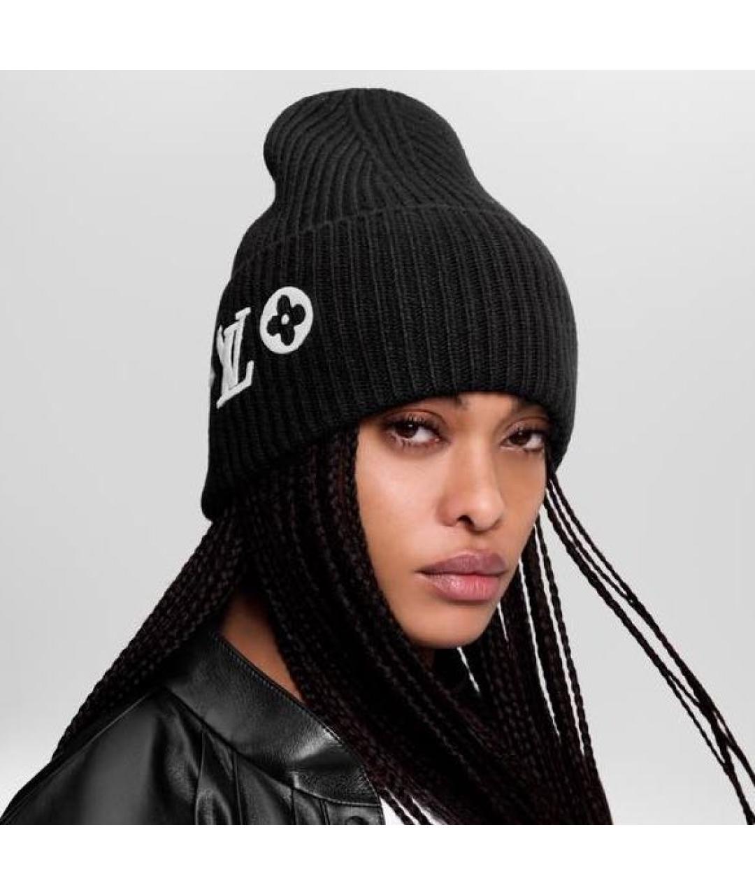 LOUIS VUITTON Черная шерстяная шапка, фото 2