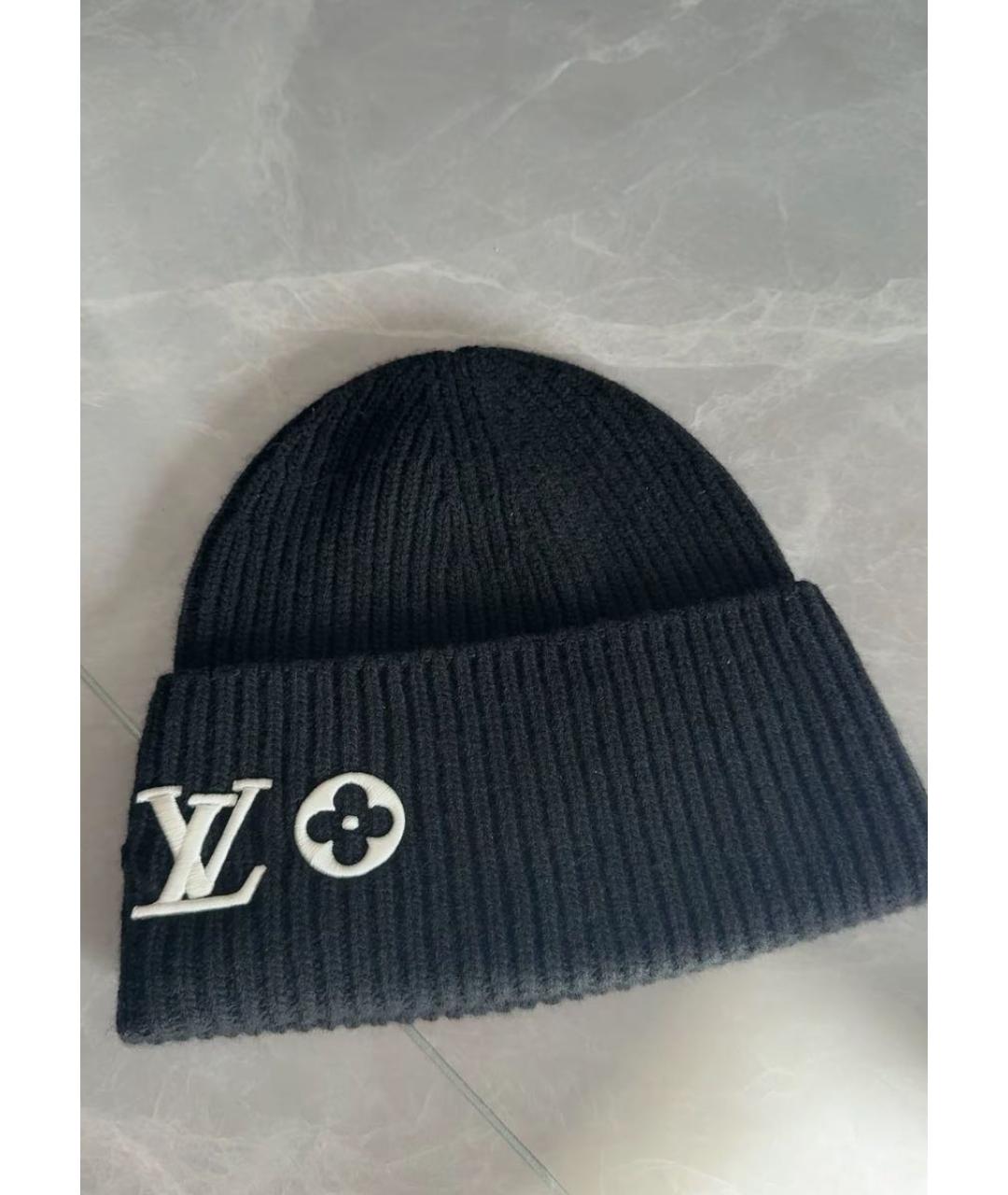 LOUIS VUITTON Черная шерстяная шапка, фото 3