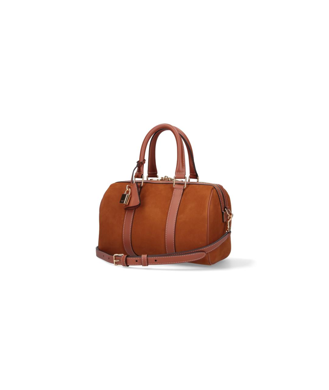 CELINE Коричневая замшевая сумка с короткими ручками, фото 2