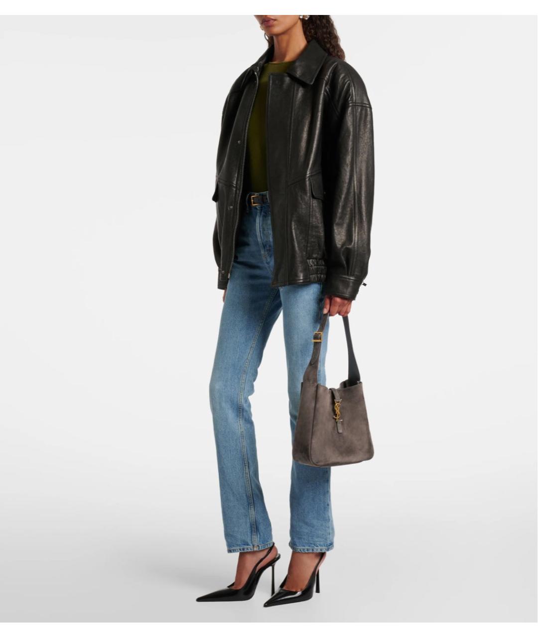 SAINT LAURENT Серая замшевая сумка тоут, фото 4