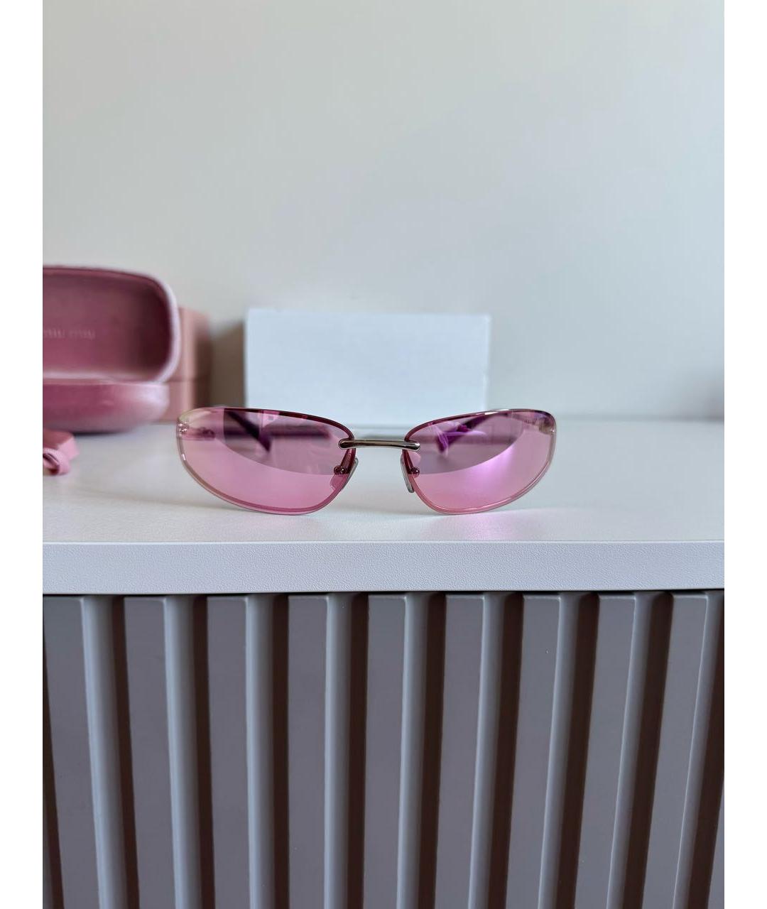 MIU MIU Розовые металлические солнцезащитные очки, фото 4