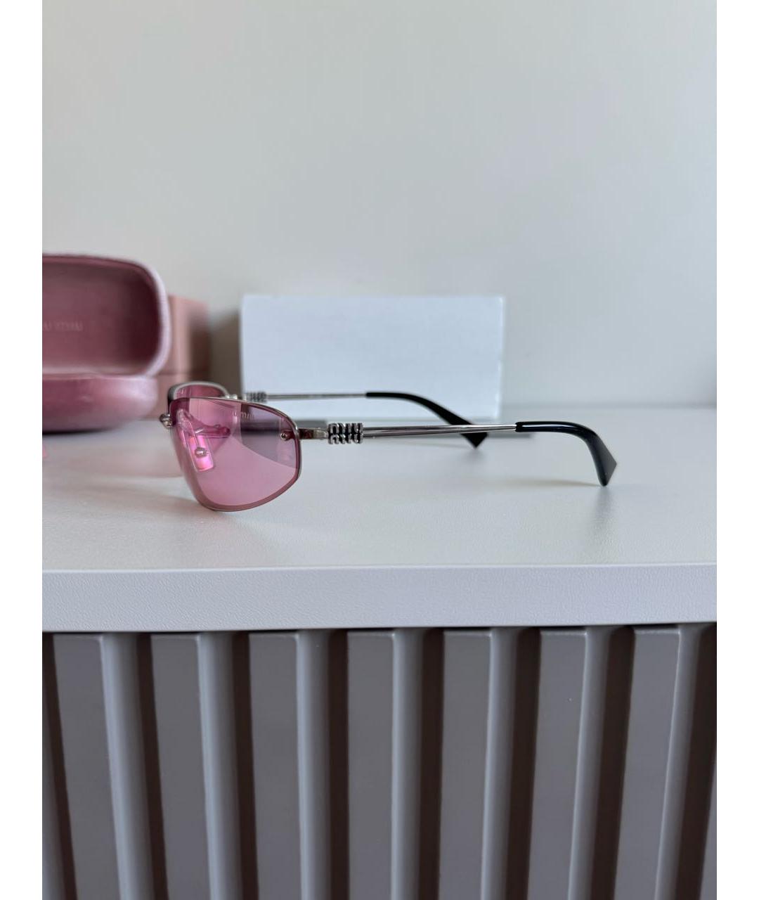 MIU MIU Розовые металлические солнцезащитные очки, фото 5